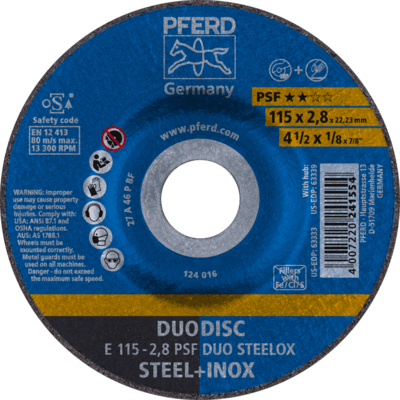 PFERD TOOLS Rezné kotúče E 115-2,8 PSF DUO STEELOX
