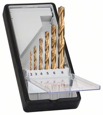 BOSCH 2607010530 - 6-dielna súprava vrtákov do kovu Robust Line HSS-TiN, 135° 2; 3; 4; 5; 6; 8 mm, 135°