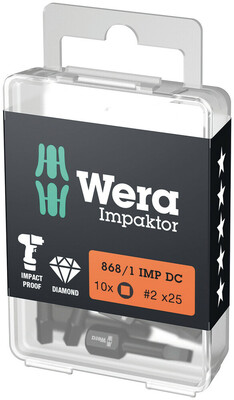 WERA 868/1 IMP DC DIY Impaktor bity s vnútorným štvorkom, # 2 x 25 mm, 10-dielny