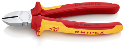 KNIPEX 70 06 180 SB Bočné cvikacie kliešte izolované s multi-komponentnými rukoväťami, VDE testované