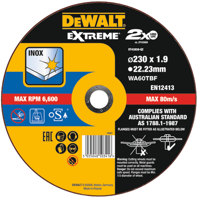 DeWALT DT43939 - EXTREME vágótárcsa rozsdamentes acélhoz 230x1,9 mm