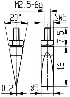 Käfer Dotyk pre odchýlkomer 20 / 5mm tvrdokov Kafer