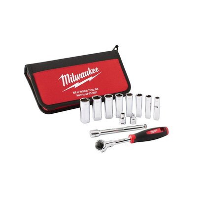 MILWAUKEE 3/8"-OS METRIKUS ALJZAT KÉSZLET RACSNIVAL (12 DB) 48229001