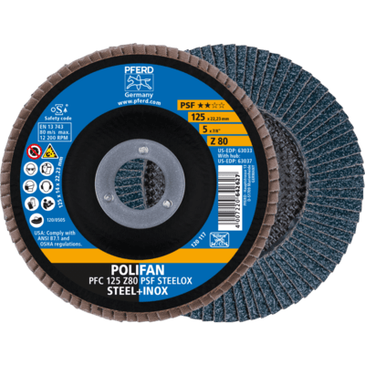 PFERD TOOLS POLIFAN-Disky s plochým okrajom PFC 125 Z80 PSF STEELOX (5)