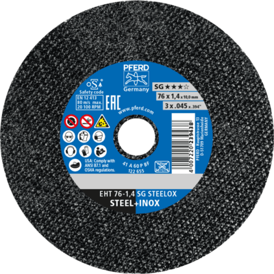 PFERD TOOLS Rezné kotúče EHT 76-1,4 SG STEELOX/10,0
