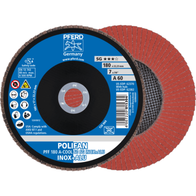 PFERD TOOLS POLIFAN-Disky s plochým okrajom PFF 180 A-COOL 60 SG INOX+ALU