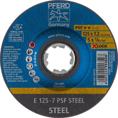 PFERD Kotúč brúsny 125 x 7mm PSF STEEL korund X-LOCK Pferd