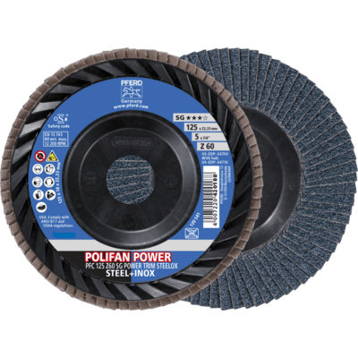PFERD TOOLS POLIFAN-Disky s plochým okrajom PFC 125 Z 60 SG POWER TRIM STEELOX