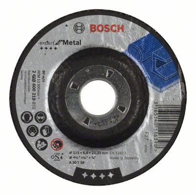 BOSCH Csiszolókorong felülnyomással Expert for Metal A 30 T BF, 115 mm, 6,0 mm