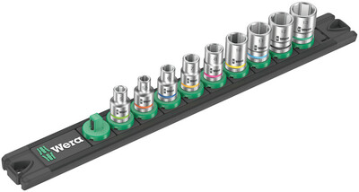 WERA Magnetická lišta A 4, so sadou nástrčných hlavíc, pripojovací vnútorný štvorec 1/4", 9-dielna