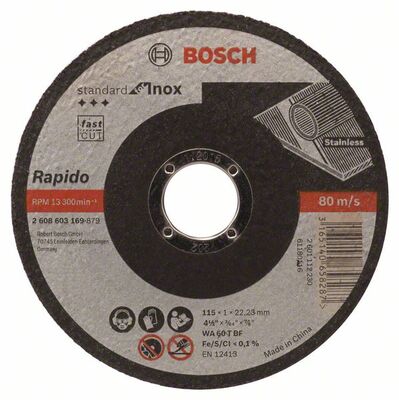 BOSCH 2608603169 - Rovný rezací kotúc Standard for Inox - Rapido WA 60 T BF, 115 mm, 22,23 mm, 1,0 mm