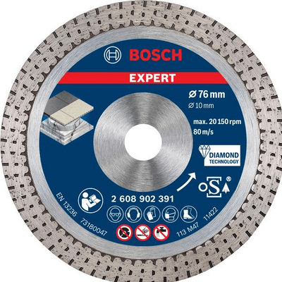 BOSCH Diamantový rezací kotúč Hard Ceramic 76m 76 × 1,5 × 10 mm - 2608902391