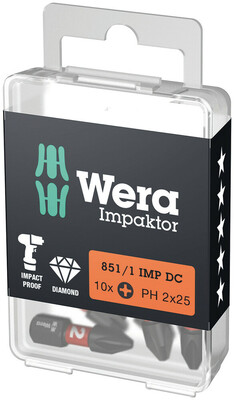WERA 851/1 IMP DC PH DIY Impaktor PH bity, PH 2 x 25 mm, 10-dielna súprava