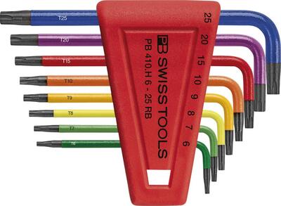PB SWISS TOOLS Sada skrutkovačov s uhlovým hrotom v plastovom držiaku 8-dielna T6-T25 Rainbow PB Swiss Tools