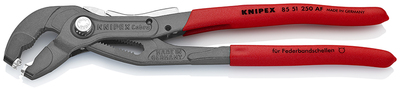 KNIPEX 85 51 250 AF Kliešte na hadicové spony so zaisťovacou západkou s protišmykovým plastovým povr