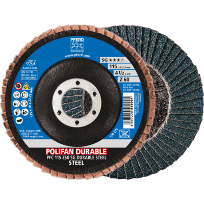 PFERD TOOLS POLIFAN-Disky na brúsenie PFC 115 Z60 SG TRVÁLY OCEĽ