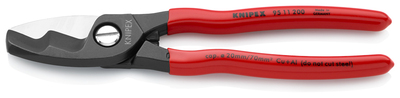 KNIPEX 95 11 200 SB Nožnice na káble s dvojitou reznou hranou poplastované leštené 200 mm