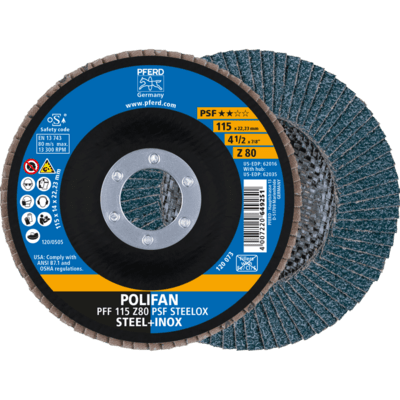 PFERD TOOLS POLIFAN-Disky s plochým okrajom PFF 115 Z 80 PSF STEELOX