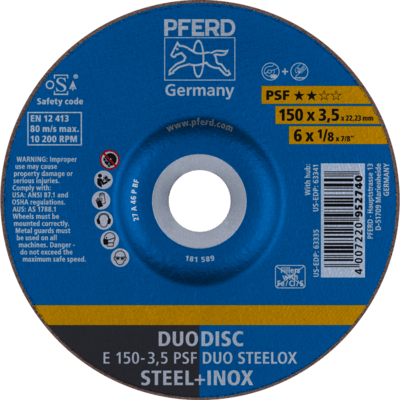 PFERD TOOLS Rezné kotúče E 150-3,5 PSF DUO STEELOX