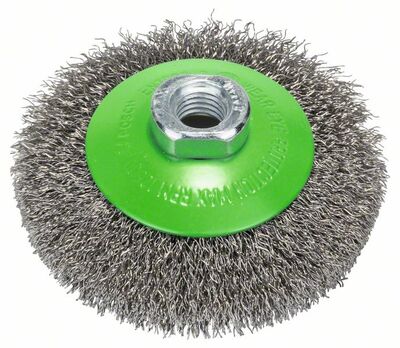BOSCH Kuželovitá kartác, nerezavející 100 mm, 0,35 mm, M14