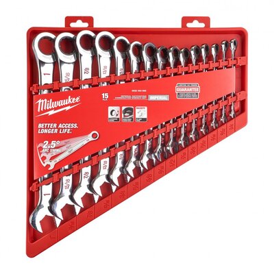MILWAUKEE MAX BITE INCH KOMBINÁCIÓS RACSNIS KULCS KÉSZLET (15 DB) 4932464996