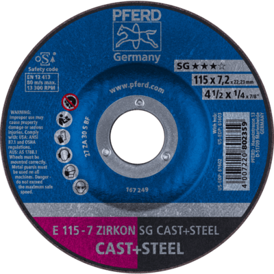 PFERD TOOLS Brúsky E 115-7 ZIRKON SG LIATINA+OCEL