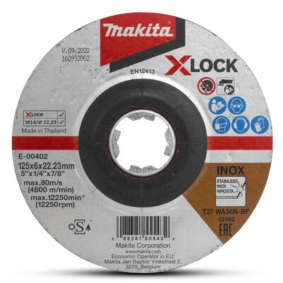 MAKITA Csiszolótárcsa acél/rozsdamentes acél X-lock - E-00402