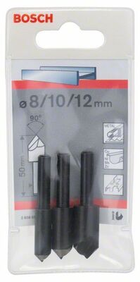 BOSCH 2608596667 - 3-dielna súprava kuželových záhlbníkov 50 mm / 6-8 mm / 8; 10; 12 mm