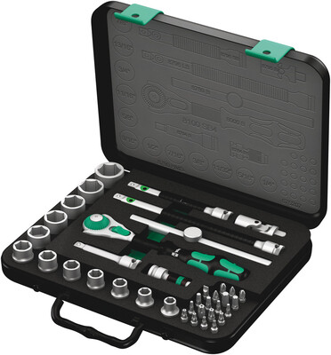WERA 8100 SB 4 Ráčnová sada Zyklop Speed, upínacia časť 3/8", palcová, 38 dielny