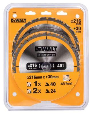 DeWALT FŰRÉSZKÉSZLET 216x30mm 3 MŰHELY DT1962