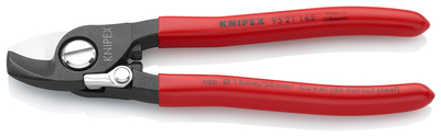 KNIPEX 95 21 165 SB Nožnice na káble s otváracou pružinou poplastované leštené 165 mm