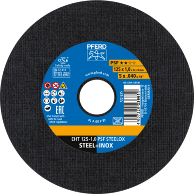 PFERD TOOLS Rezné kotúče EHT 125-1,0 PSF STEELOX (TIN 10)