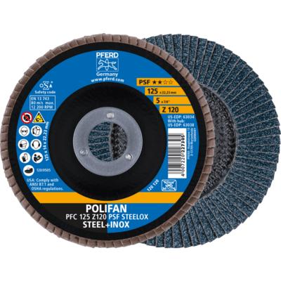 PFERD TOOLS POLIFAN-Disky s plochou PFC 125 Z 120 PSF STEELOX