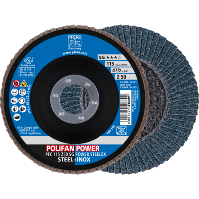 PFERD TOOLS POLIFAN-Disky s plochým okrajom PFC 115 Z50 SG POWER STEELOX