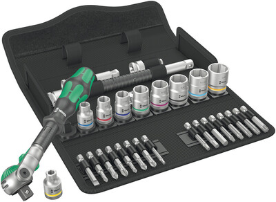 WERA 8100 SB 9 Ráčnová sada Zyklop Speed, upínacia časť 3/8", palcová, 29-dielna