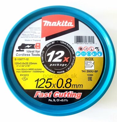 MAKITA Sada rezných kotúčov na nerez 12 ks - E-10877-12