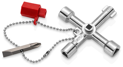 KNIPEX 00 11 03 Kľúč na rozvodnú skriňu pre všetky štandardné skrinky a vypínacie systémy 76 mm