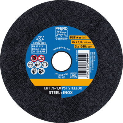 PFERD TOOLS Rezné kotúče EHT 76-1,0 PSF STEELOX/10 (10)
