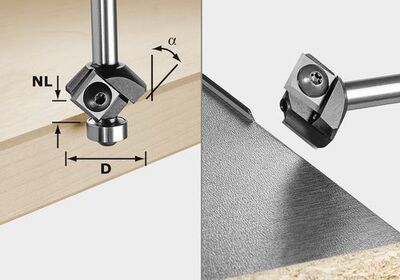 FESTOOL Fazetovacia fréza s otocným nožom S8 HW 45° D27 12x12 KL
