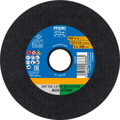 PFERD TOOLS Rezné kotúče EHT 125-1,0 PSF ALU+STONE