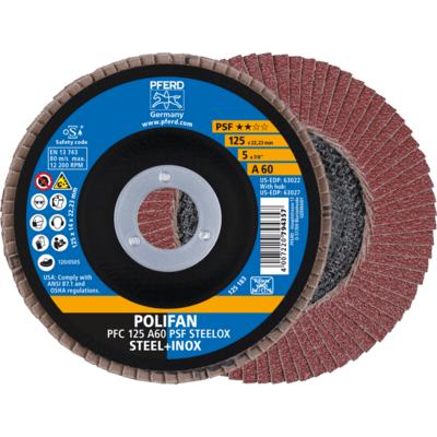 PFERD TOOLS POLIFAN-Disky s plochým okrajom PFC 125 A 60 PSF STEELOX