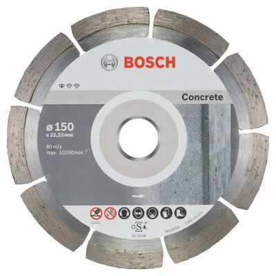 BOSCH Diamantový rezací kotúč Standard for Concrete 10x 150 x 22,23 x 2 x 10 mm - 2608603241
