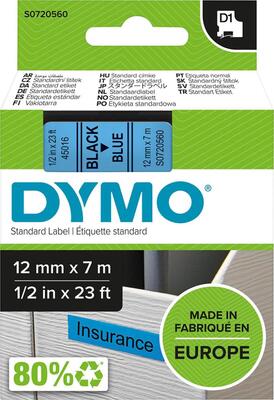 DYMO Páska popisová 12mm čierna / modrá Dymo