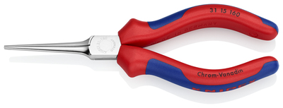 KNIPEX 31 15 160 Kliešte s rovným nosom (Kliešte s ihlovým nosom) s multi-komponentnými úchopmi poch