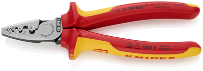 KNIPEX 97 78 180 SB Lisovacie kliešte pre dutinky izolované s multi-komponentnými rukoväťami, VDE te