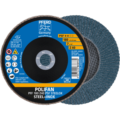 PFERD TOOLS POLIFAN-Disky s plochým okrajom PFF 180 Z 40 PSF STEELOX