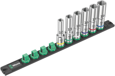 WERA Magnetická lišta na hlavice C Deep 1 so sadou nástrčných hlavic, pripojovací rozmer 1/2", 6-dielna