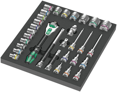 WERA 9722 Ráčna 8000 C Zyklop 1/2" v penovej vložke, set 1, 31 dielny