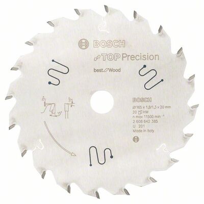 BOSCH Pílový kotúč do okružnej píly Top Precision Best for Wood 165 x 20 x 1,8 mm, 20 - 2608642385