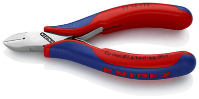 KNIPEX 77 12 115 SB bočné cvikacie kliešte pre elektroniku s prevlečným kĺbom s multi-komponentnými 